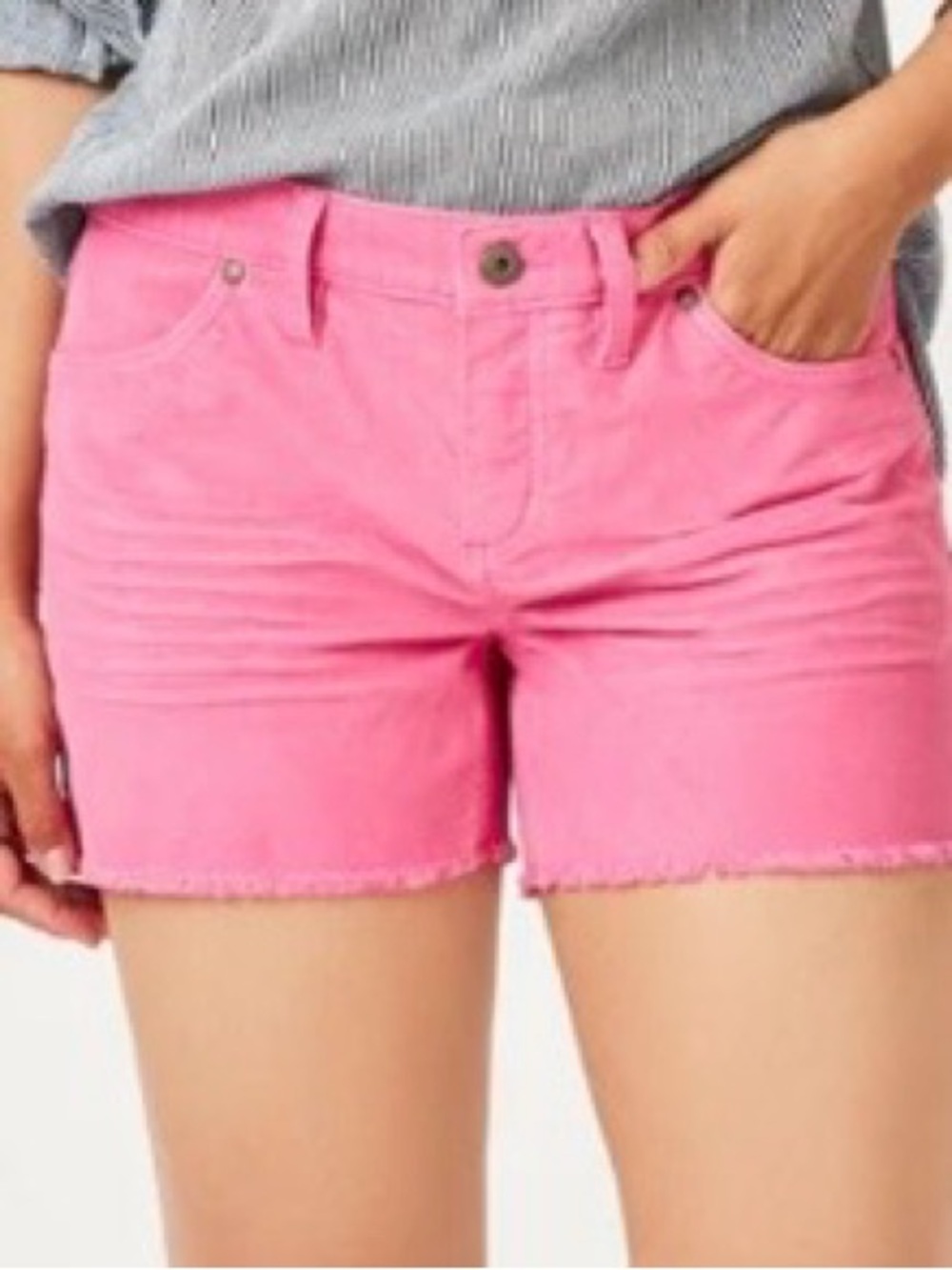 Carve Oahu Dark Pink Frayed Hem Cotton Shorts Size 8 - Picture 3 of 10